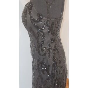Black Sequin‎ Mini Slip Dress Date Party Blingy Stretchy Formal Bodycon Medium
